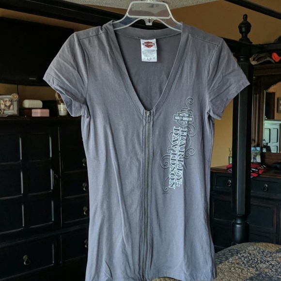 Harley Davidson top with front zipper - Picture 1 of 6